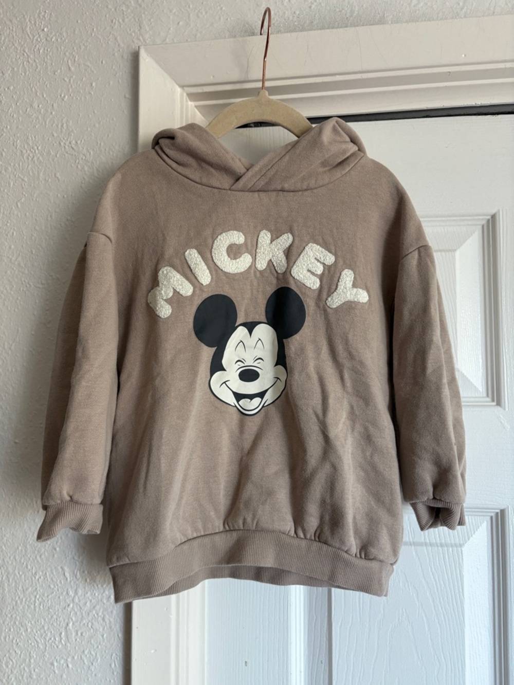 H&M Kids Disney Mickey Mouse Graphic Hoodie Sweatshirt - Taupe
